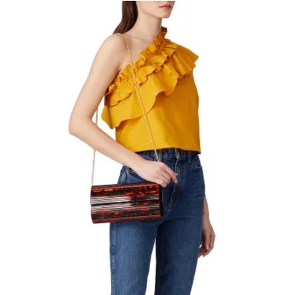 SONDRA ROBERTS FAUX TORTOISE SHELL CLUTCH EVENING BAG - Picture 3 of 14